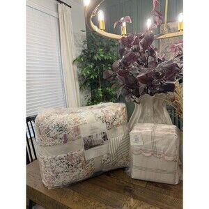 BUNDLE Studio McGee Queen Bedding Floral Comforter + Scalloped Sheets Viral RARE